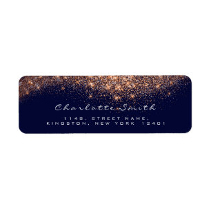 Étiquette Parties scintillant RSVP Rose en cuivre Gold Blue 