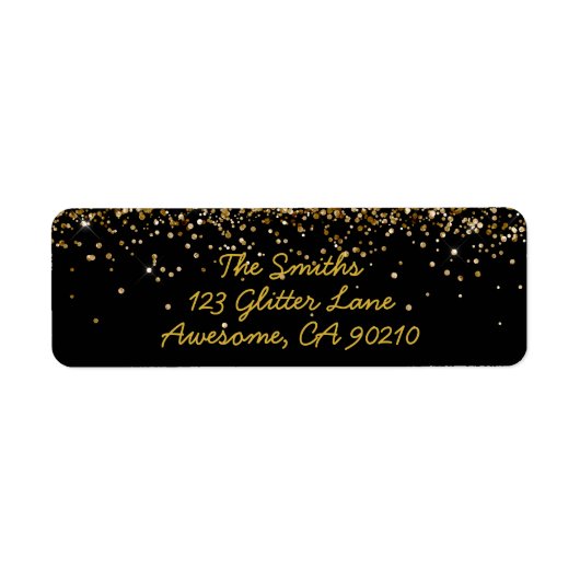 Étiquette Parties scintillant Script Black & Gold Mariage Ad (Devant)