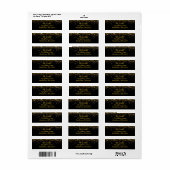 Étiquette Parties scintillant Script Black & Gold Mariage Ad (Feuille entière)