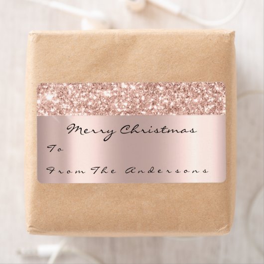 Étiquette Parties scintillant Spark Rose Vacances d'or Noël (En situation)