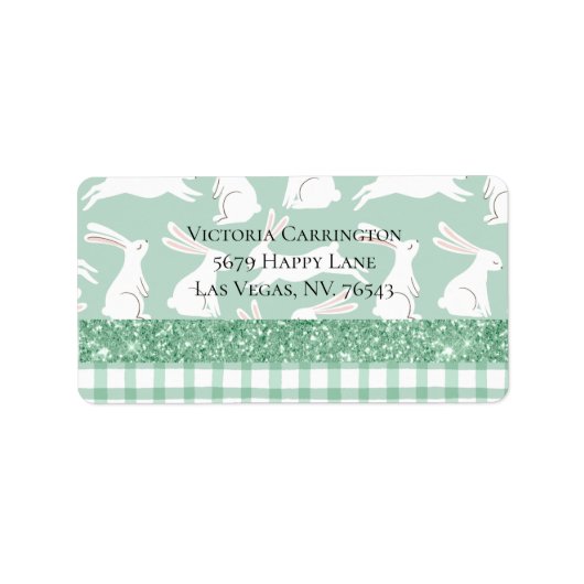 Étiquette Parties scintillant verte En vichy Lapins Plaid Ad (Devant)