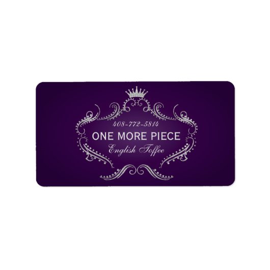 Étiquette Parties scintillant violet et argenté (Devant)