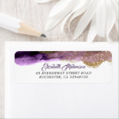 Étiquette Parties scintillant violet foncé et or Mariage mod (En situation)