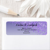Étiquette Parties scintillant violet moderne Dégradé Adresse (En situation)