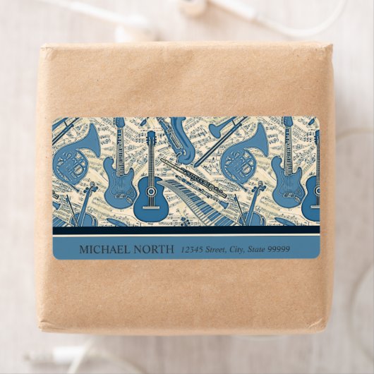 Étiquette Partition Musique et instruments Blue/Ivory ID481 (En situation)