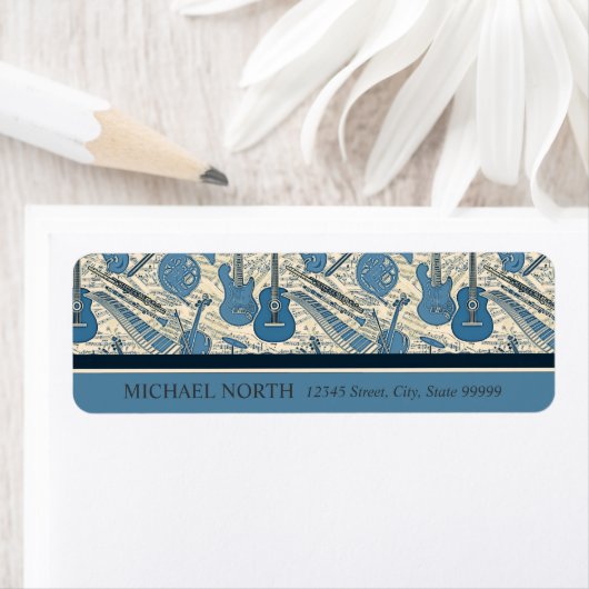 Étiquette Partition Musique et instruments Blue/Ivory ID481 (En situation)