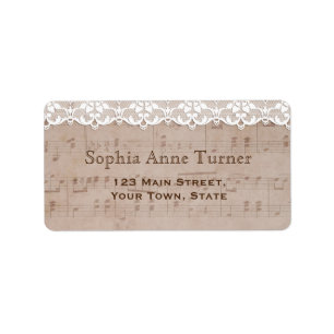 Étiquette Partition Vintage romantique & Mariage dentelle