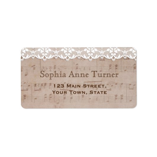 Étiquette Partition Vintage romantique & Mariage dentelle (Devant)