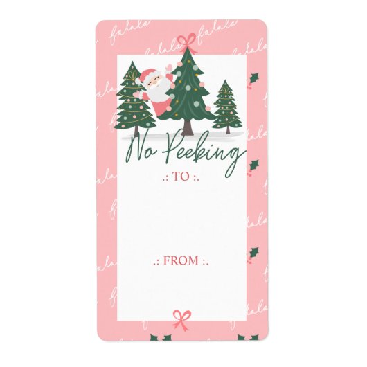 Étiquette Pas de Peeeers Le Père Noël Caché, Arbre de Noël R (Devant)