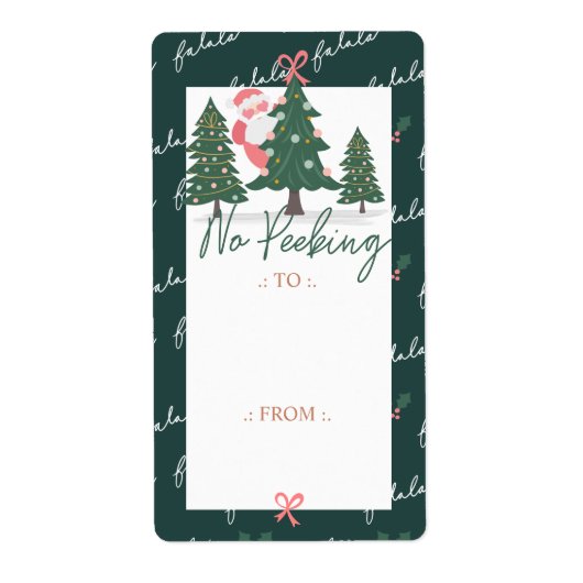 Étiquette Pas de Peeers Le Père Noël Caché, Arbre de Noël (Devant)