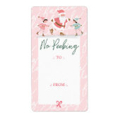 Étiquette Pas de Peeking Pink Père Noël & Elves Patinage sur (Devant)
