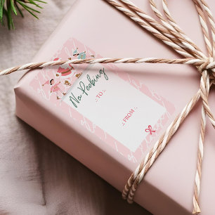 Étiquette Pas de Peeking Pink Père Noël & Elves Patinage sur