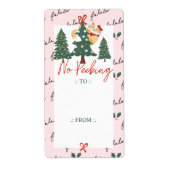 Étiquette Pas de pékin mignon Peeking Chat Noël Arbre rose (Devant)