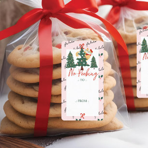 Étiquette Pas de pékin mignon Peeking Chat Noël Arbre rose