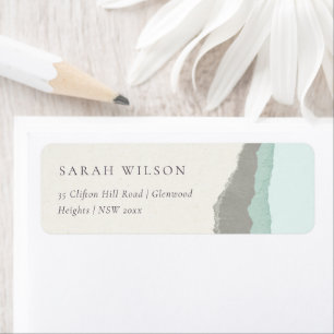 Étiquette Pastel Aqua Grey Kraft Mountain Wave Adresse