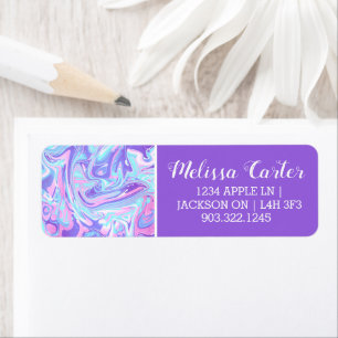 Étiquette Pastel Blue & Purple Marble Texture liquide