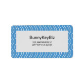 Étiquette Pastel Blue White Wave Line Entreprise (Devant)