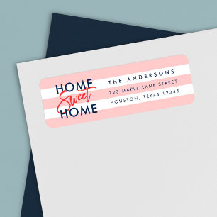 Étiquette Pastel Coral Rose Stripes Bleu Accueil Douceur Acc