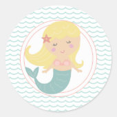 Étiquette pastel d'anniversaire de sirène (Devant)