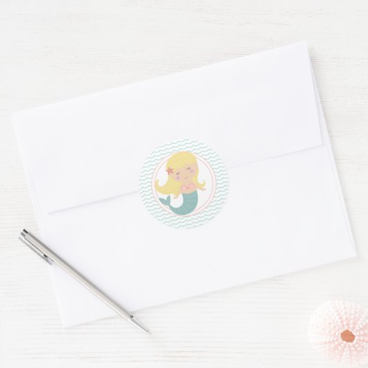 Étiquette pastel d'anniversaire de sirène (Enveloppe)