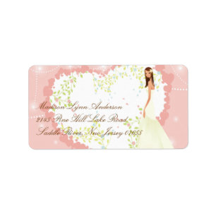 Étiquette Pastel Floral Heart Bride Adresse de retour
