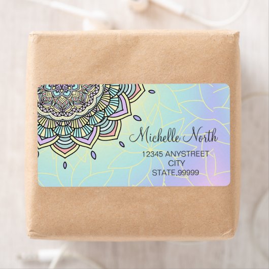 Étiquette Pastel Glow Mandala ID359 (En situation)