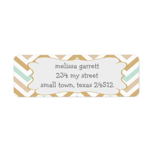 Étiquette Pastel Gold et Green Zig Zag Neutral Baby (Devant)