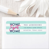 Étiquette Pastel Mint White Stripes Blue Home Sweet Home (En situation)