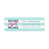 Étiquette Pastel Mint White Stripes Blue Home Sweet Home (Devant)