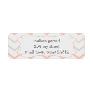 Étiquette Pastel Peach et Grey Zig Zag