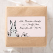 Étiquette Pastel Pink Bunny Spring Adresse de retour (En situation)