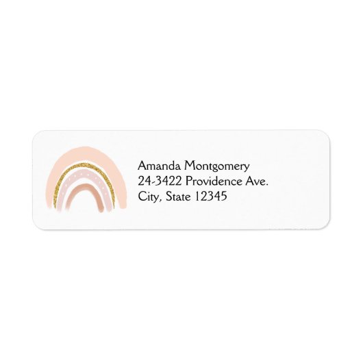 Étiquette Pastel Pink & Faux Parties scintillant Boho Arc-en (Devant)