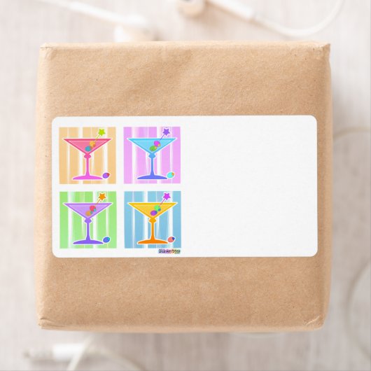ÉTIQUETTE PASTEL POP ART MARTINIS (En situation)
