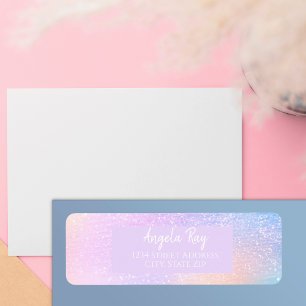 Étiquette Pastel Rainbow Parties scintillant Retourner Adres