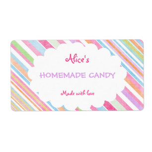 Étiquette Pastel Rainbow Stripe Personnalisée Bonbon Maison