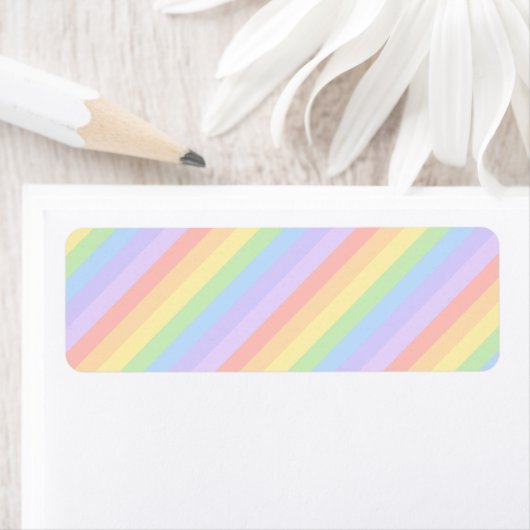 Étiquette Pastel Rainbow Stripes. (En situation)