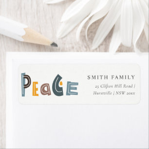 Étiquette Pastel Scandi Texte gris jaune Paix Noël