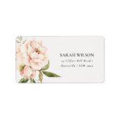 Étiquette Pastel Soft Blush Peach Peony Adresse florale (Devant)