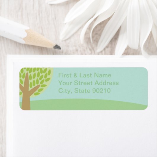 Étiquette Pastel Tree & Sky (En situation)