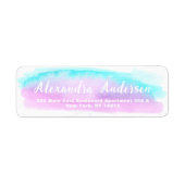 Étiquette Pastel Turquoise Pink Purple Aquarelle Adresse (Devant)