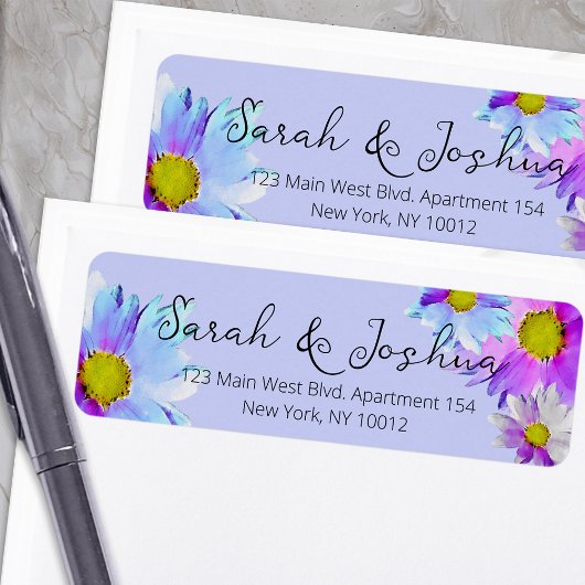 Étiquette Pastel Watercolor Blossoms Mariage Adresse de reto