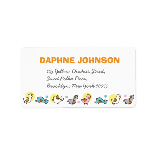 Étiquette Pastels Joueurs Ducklings Girl Baby shower Adresse (Devant)