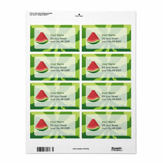 Étiquette Pastèque (Feuille entière)