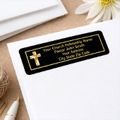 Étiquette Pasteur De L'Eglise Moderne Or Et Noir