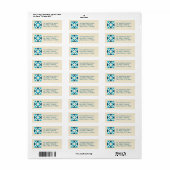 Étiquette Patchwork Noël Teintes de Bleu Adresse de Retour (Feuille entière)