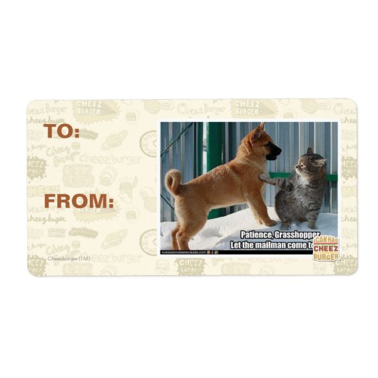 Étiquette Patience, sauterelle. (Devant)