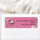 Étiquette Patinage à rouleaux à bulles roses, patinage (En situation)