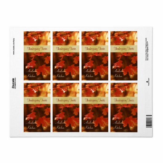 Étiquette pâtissier de la récolte d'automne (Feuille entière)