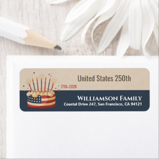 Étiquette Patriotic Cake 1776–2026 Family Design Return