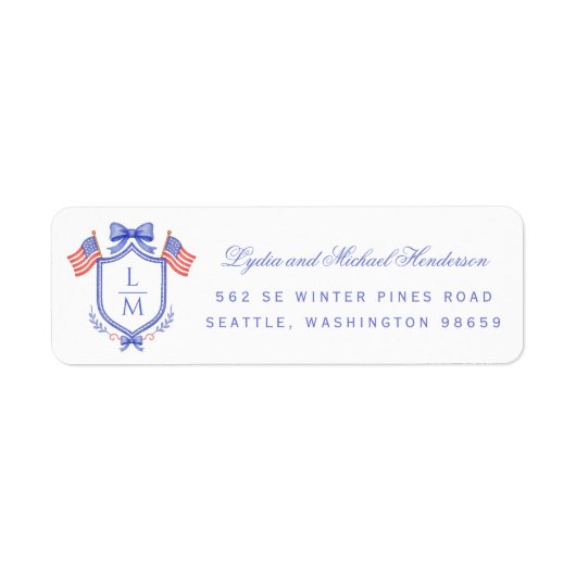 Étiquette Patriotic Crest Wedding Return Address (Devant)